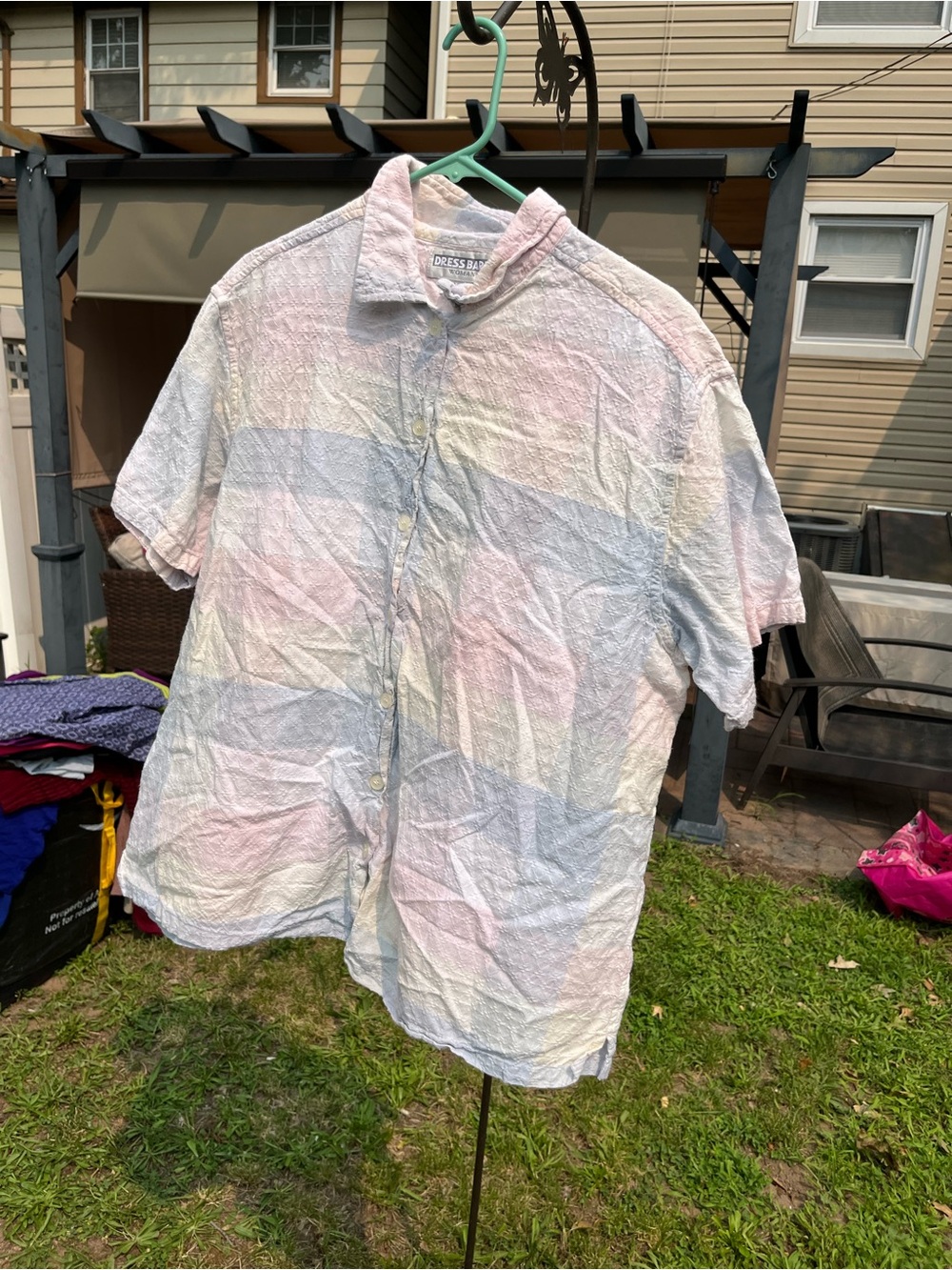 Dress Barn women’s  Short Sleeve Pastel Stripe Button-Up Shirt size 22/24